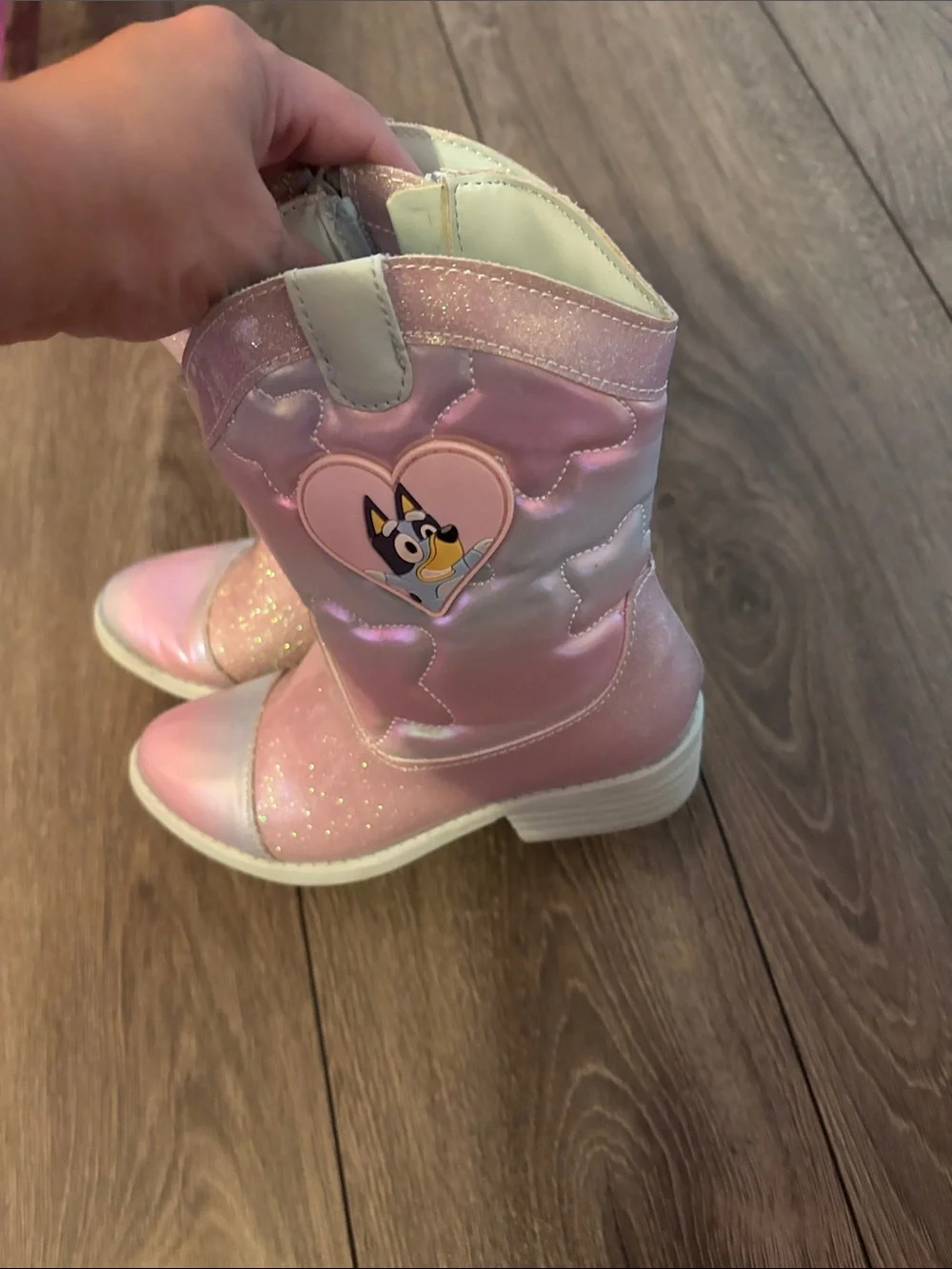 Girls' Pink Glitter Western Bluey Boots